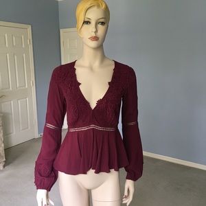 Long Sleeve Peplum Blouse